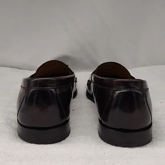 COLE HAAN PINCH TASSEL LEATHER LOAFERS BURGUNDY MENS 10.5 ELEGANT GUC MADE INDIA
