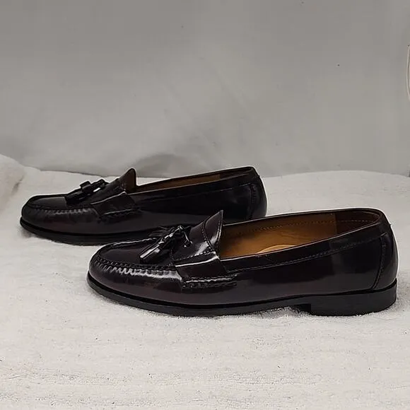 COLE HAAN PINCH TASSEL LEATHER LOAFERS BURGUNDY MENS 10.5 ELEGANT GUC MADE INDIA