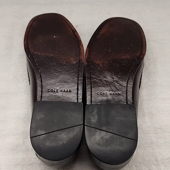 COLE HAAN PINCH TASSEL LEATHER LOAFERS BURGUNDY MENS 10.5 ELEGANT GUC MADE INDIA