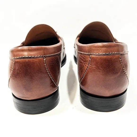 COLE HAAN Pinch Tassel Loafers Mens 9W Slip On Shoes Tan Brown Leather C06982