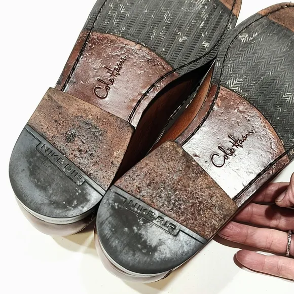 COLE HAAN Pinch Tassel Loafers Mens 9W Slip On Shoes Tan Brown Leather C06982