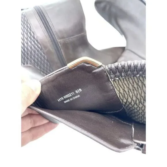 COLE HAAN Rockland Tall Riding Boots Chestnut Brown Leather 6.5 NEW