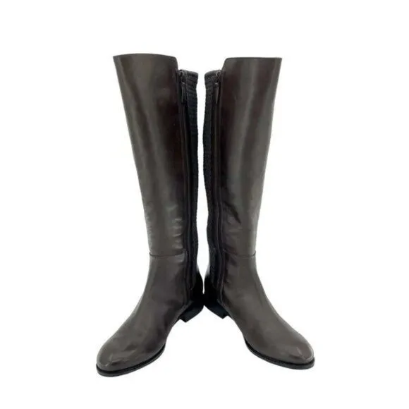 COLE HAAN Rockland Tall Riding Boots Chestnut Brown Leather 6.5 NEW