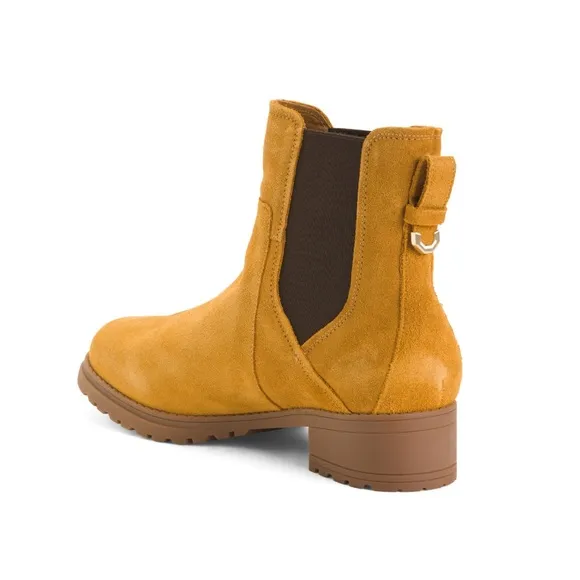 Cole Haan Suede Waterproof Camea Chelsea Boots Amber Color Women’s Size 5