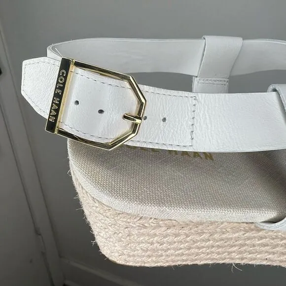 Cole Haan White Crystal Leather Wedge Sandals Size 8.5B