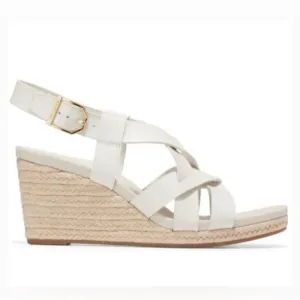 Cole Haan White Crystal Leather Wedge Sandals Size 8.5B