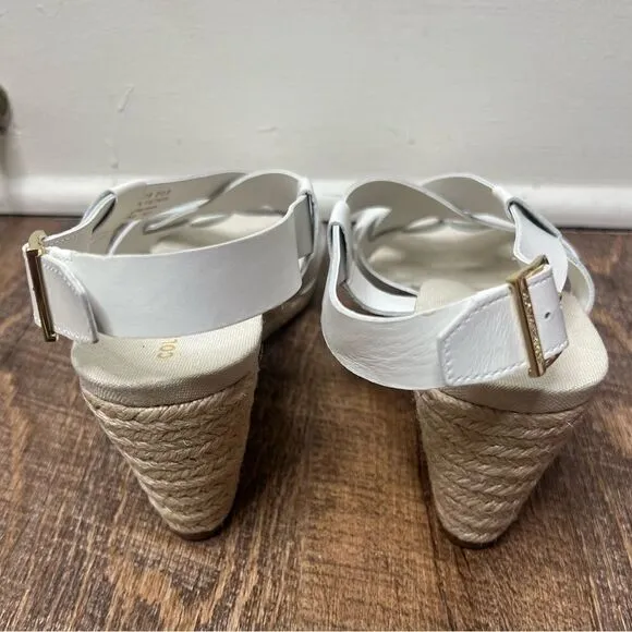 Cole Haan White Crystal Leather Wedge Sandals Size 8.5B