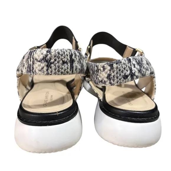 Cole Haan Women's Grand Ambition Carmel Grey Snake Print Leather Sandals 8.5