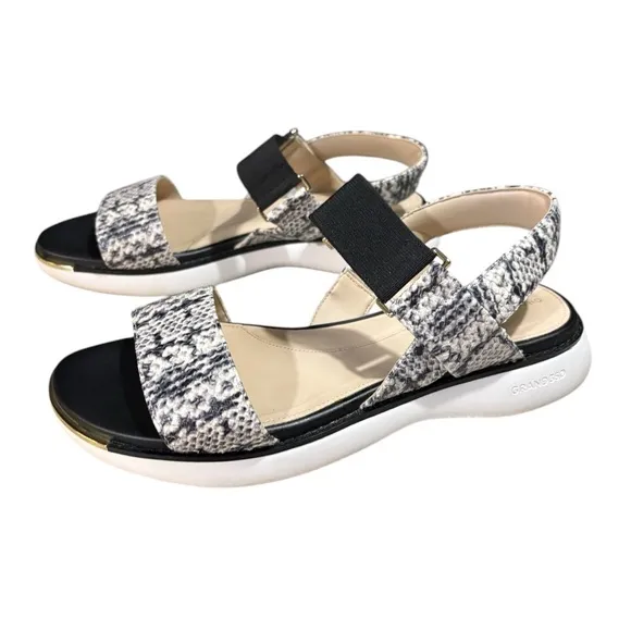 Cole Haan Women's Grand Ambition Carmel Grey Snake Print Leather Sandals 8.5