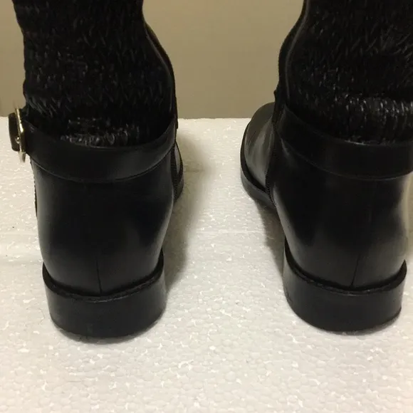 Cole Haan womens zip up Leather Riding Boots Knee High braid stretch back size 6