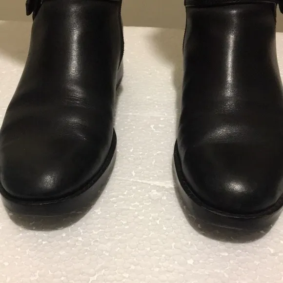 Cole Haan womens zip up Leather Riding Boots Knee High braid stretch back size 6