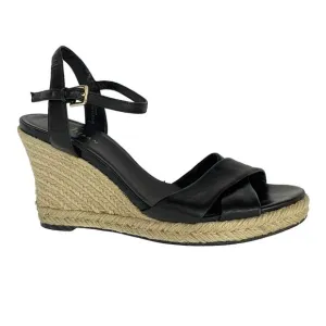 Cole Haan x Nike Air Women Sz 10 Black Leather Strappy Espadrille Wedge Sandals