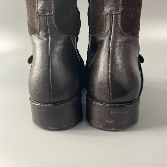 Colin Stuart Chocolate Brown Suede/Leather Tall Riding Boots, 8.5