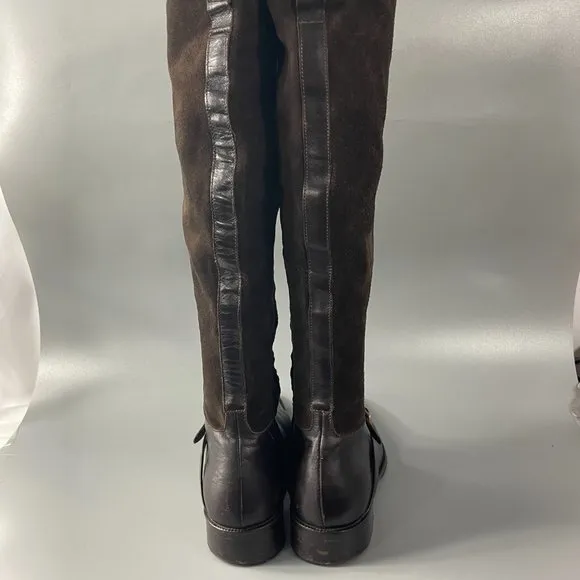 Colin Stuart Chocolate Brown Suede/Leather Tall Riding Boots, 8.5