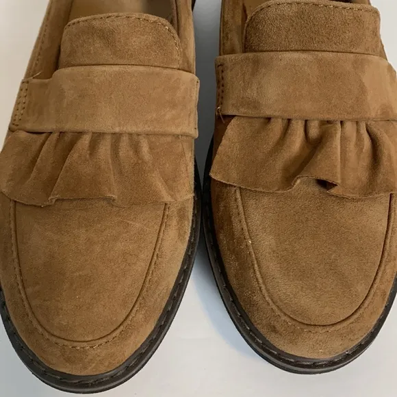 Collection by Clarks Airabell Slip On Cognac Suede Wedge Loafers Size 7M