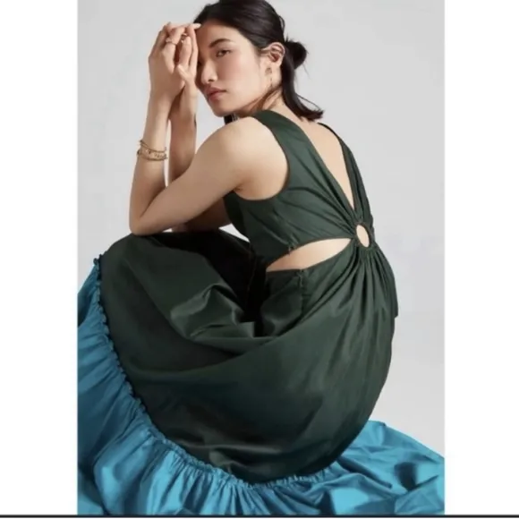 Colorblock Cutout Ruffle Maxi Dress - Geisha Designs Anthropologie