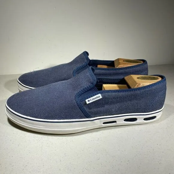 Columbia Shoes Mens 10,5 Navy Blue Canvas Comfort Walking Sneakers Vulc N Vent