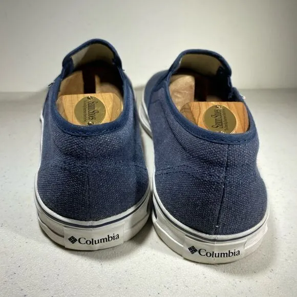 Columbia Shoes Mens 10,5 Navy Blue Canvas Comfort Walking Sneakers Vulc N Vent