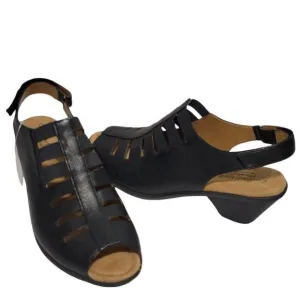 Comfortiva Sandals Womens Size 11 M Faye Pillowtop Black Leather Slingback Heel