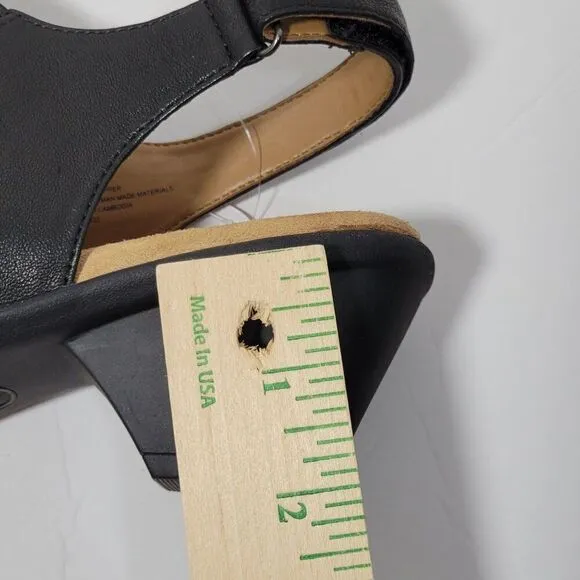 Comfortiva Sandals Womens Size 11 M Faye Pillowtop Black Leather Slingback Heel