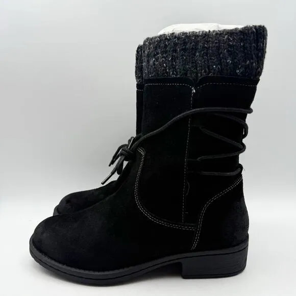 Comfortiva Womens Salem Casual Boots US 7 Wide EU 38 Black Suede Waterproof NIB