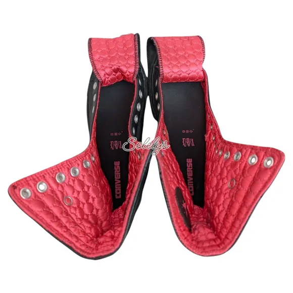 Converse 2010 RARE XHI 13 Eyelet Calf Hi Leather Foldover Black Pink Sneaker 8.5