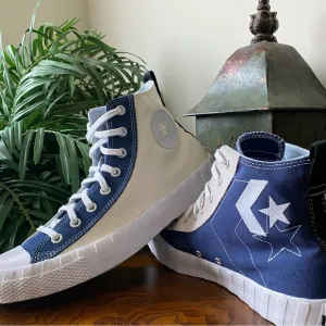Converse All Star “Not a Chuck” Hi Canvas Egret Navy White Sneakers