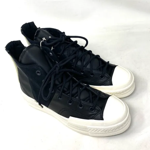 Converse Chuck 70 Plus Mixed Material Sneakers Black Canvas Suede Women A05260C