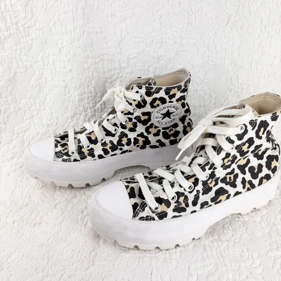 Converse Chuck Taylor All Star Leopard Canvas Platform High-top Sneakers Sz 7