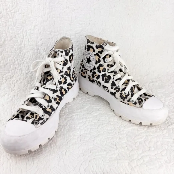 Converse Chuck Taylor All Star Leopard Canvas Platform High-top Sneakers Sz 7