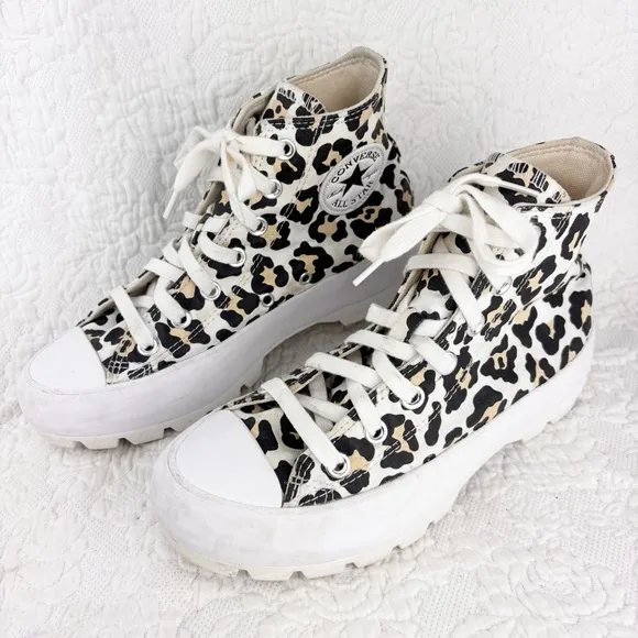 Converse Chuck Taylor All Star Leopard Canvas Platform High-top Sneakers Sz 7