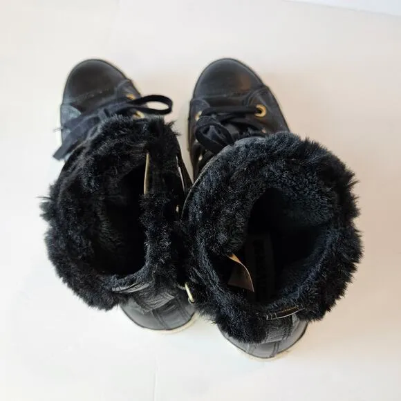 Converse Chuck Taylor Black Faux Fur Lined Brea Hi Top Sneakers Women's 8