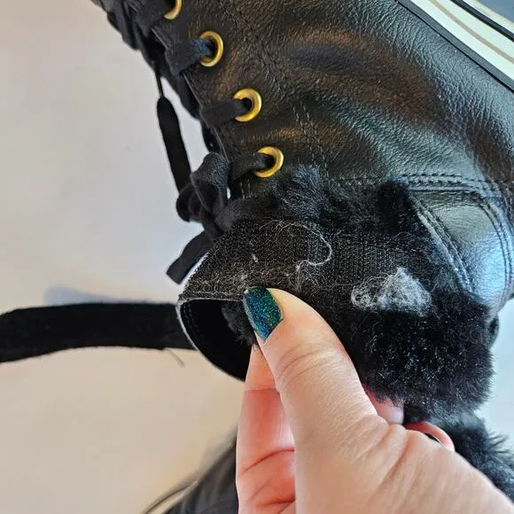 Converse Chuck Taylor Black Faux Fur Lined Brea Hi Top Sneakers Women's 8
