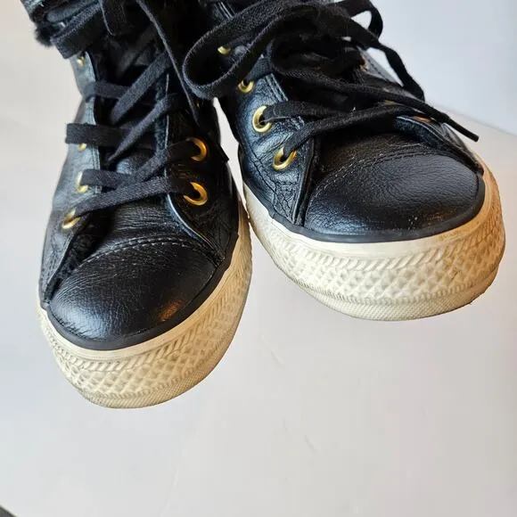 Converse Chuck Taylor Black Faux Fur Lined Brea Hi Top Sneakers Women's 8