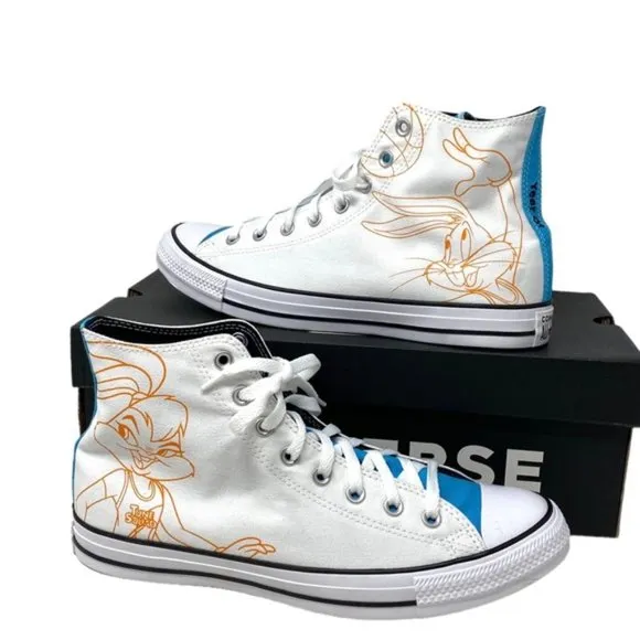 Converse Chuck Taylor High Top Canvas White Men Sneakers Custom 172514C-WHT/BLU