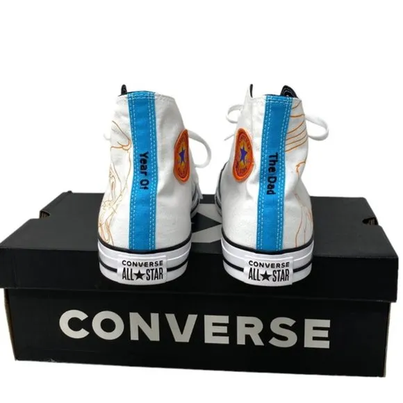Converse Chuck Taylor High Top Canvas White Men Sneakers Custom 172514C-WHT/BLU