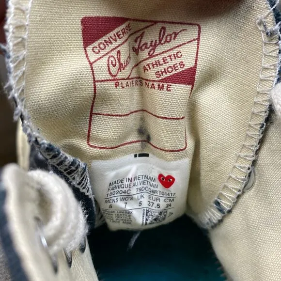 Converse Comme des Garcons Play High Canvas Sneakers Women's 7 Men's 5