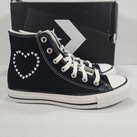 Converse CTAS Hi Valentine's Day 2022 Black White Sneakers Women's 7.5