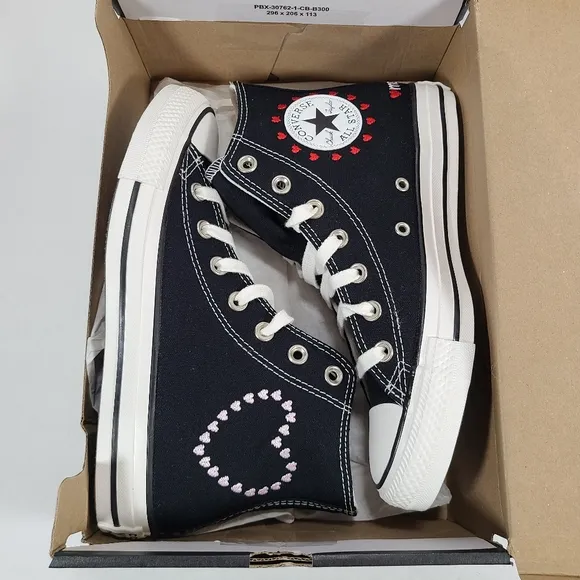Converse CTAS Hi Valentine's Day 2022 Black White Sneakers Women's 7.5