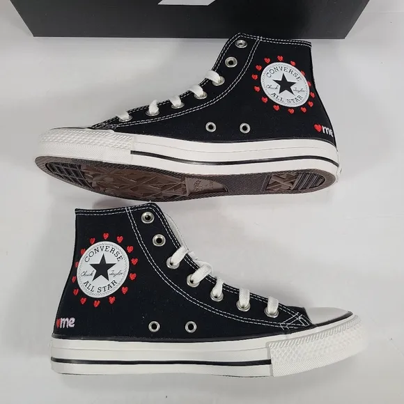 Converse CTAS Hi Valentine's Day 2022 Black White Sneakers Women's 7.5