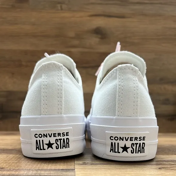 CONVERSE CTAS LIFT OX White Canvas Sneakers with Pink Laces