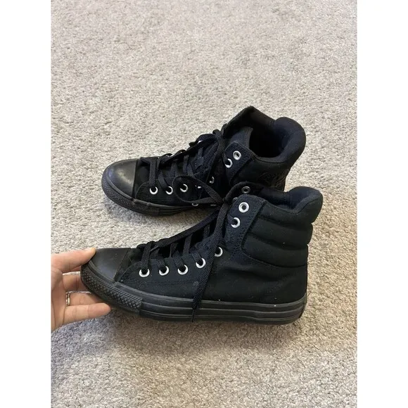 Converse High Street Canvas High Top sneaker Youth Size 6 Women 8 BLACK BLACK