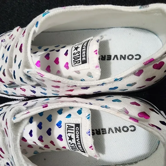 Converse Kids' Heart Print Sneakers - White and Pink