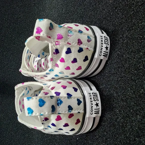 Converse Kids' Heart Print Sneakers - White and Pink