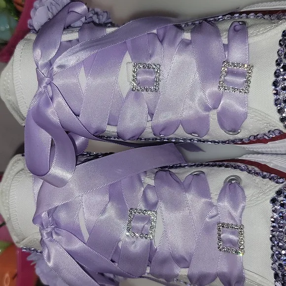 Converse Kids High-Top Sneakers - White and Purple
