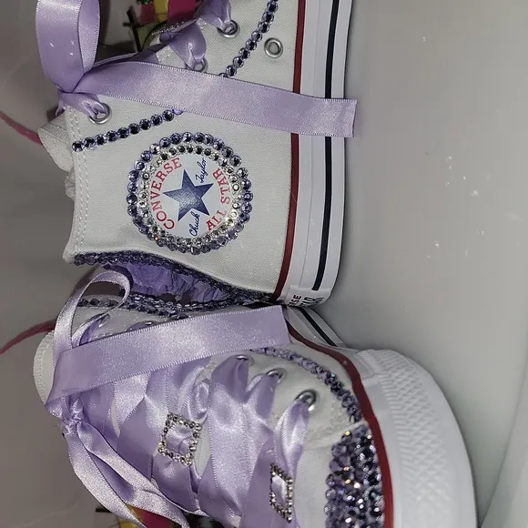 Converse Kids High-Top Sneakers - White and Purple