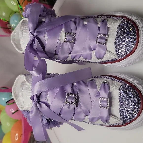 Converse Kids High-Top Sneakers - White and Purple