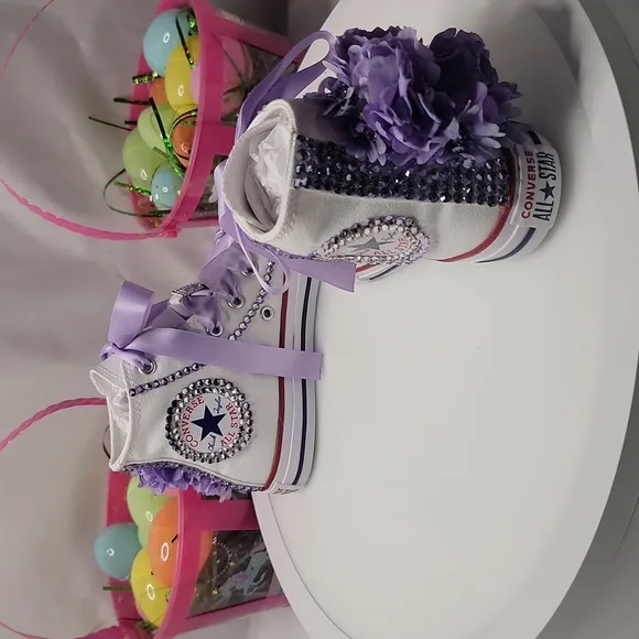 Converse Kids High-Top Sneakers - White and Purple