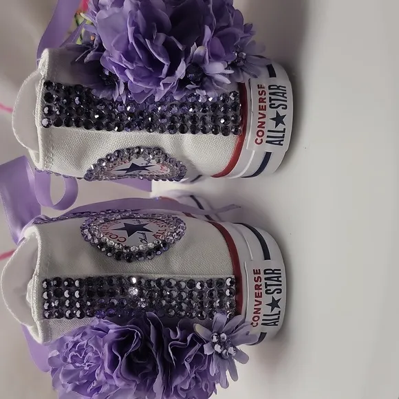 Converse Kids High-Top Sneakers - White and Purple