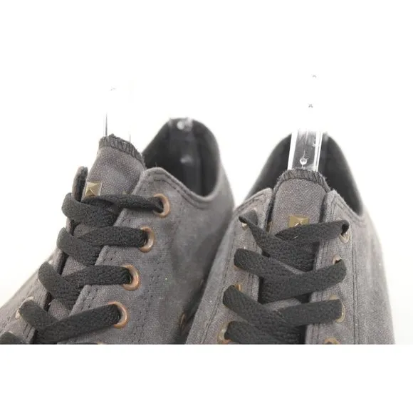 Converse Mens Distressed Gray Canvas Studded All Star Sneakers